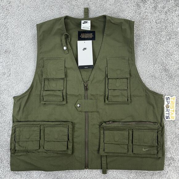 Nike Life Utility Vest Mens Small Green FN3214-325 Multi Pocket Fishing Tactical - Picture 1 of 11
